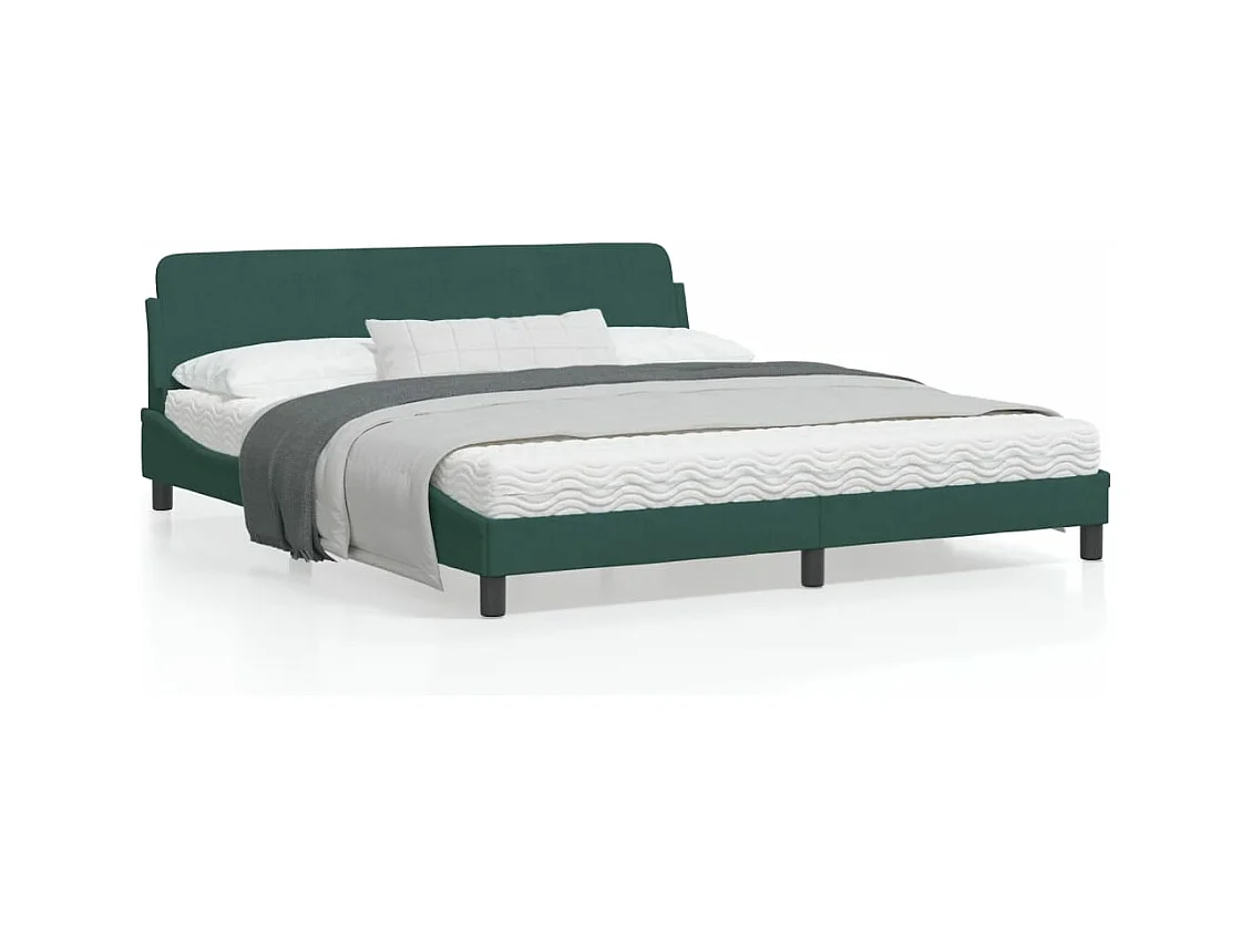 Cadre de lit avec tête de lit Vert foncé 180x200 cm Velours
