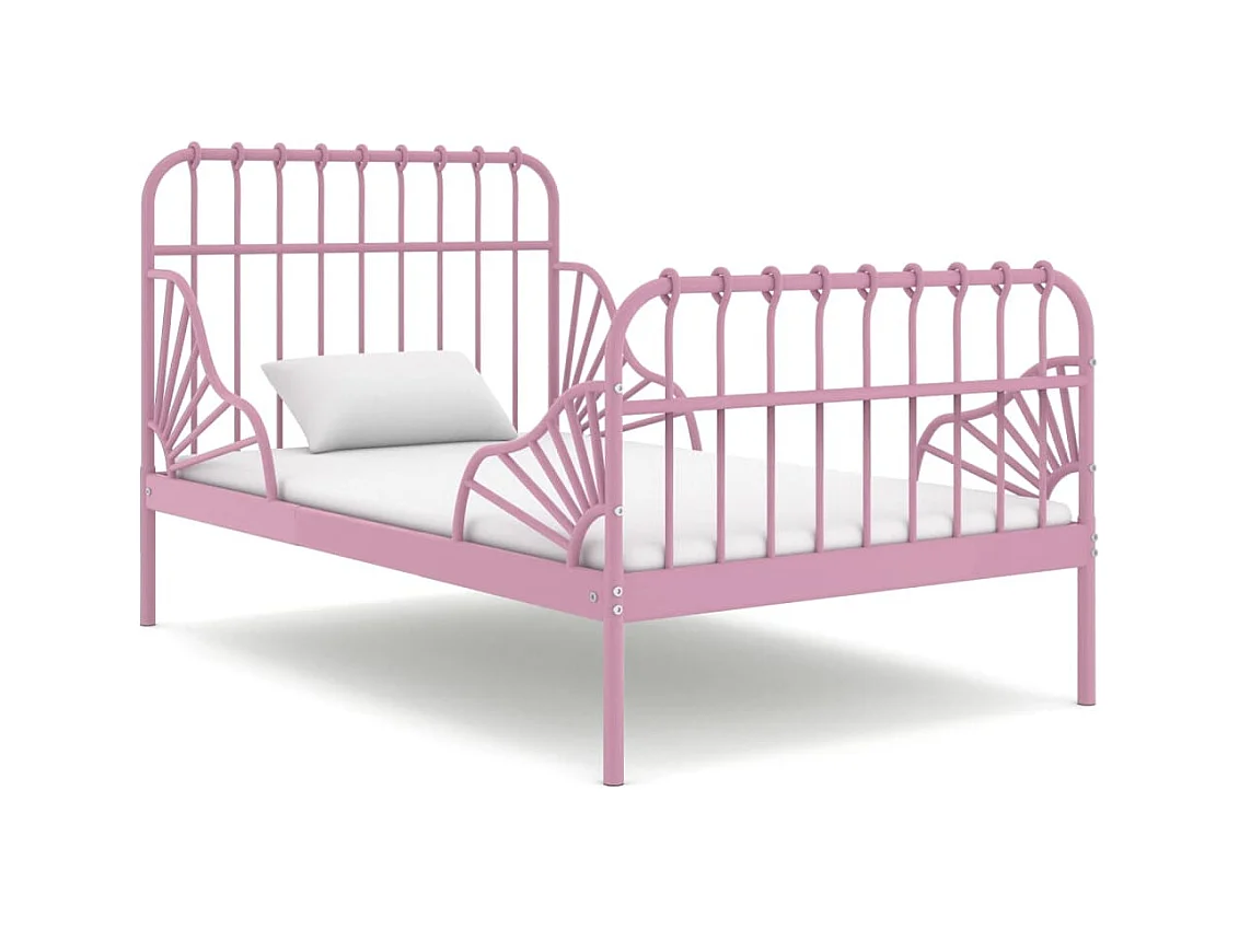Estructura de cama extensible metal rosa 80x130/200 cm