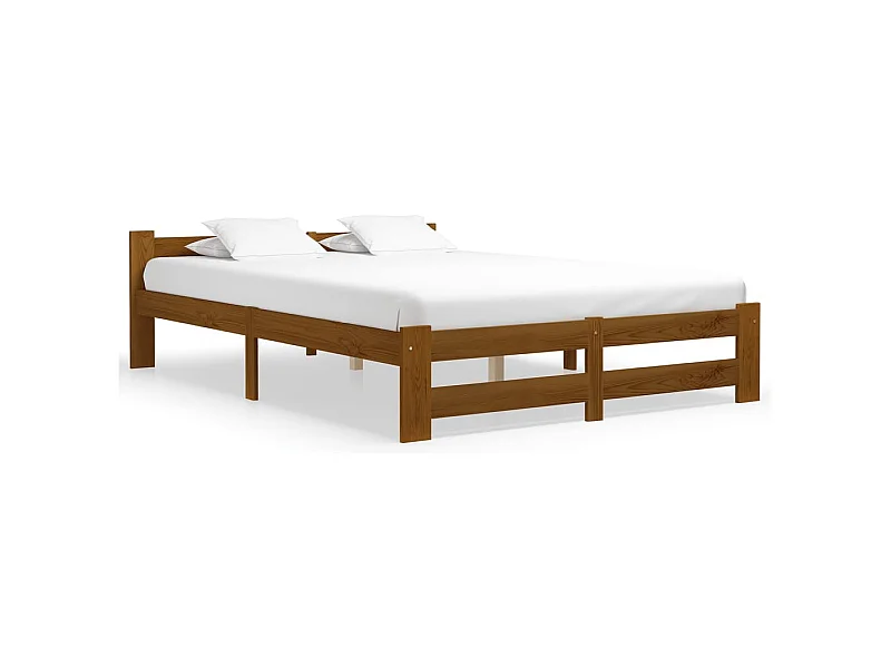 Estructura de cama madera maciza pino marrón miel 140x200 cm