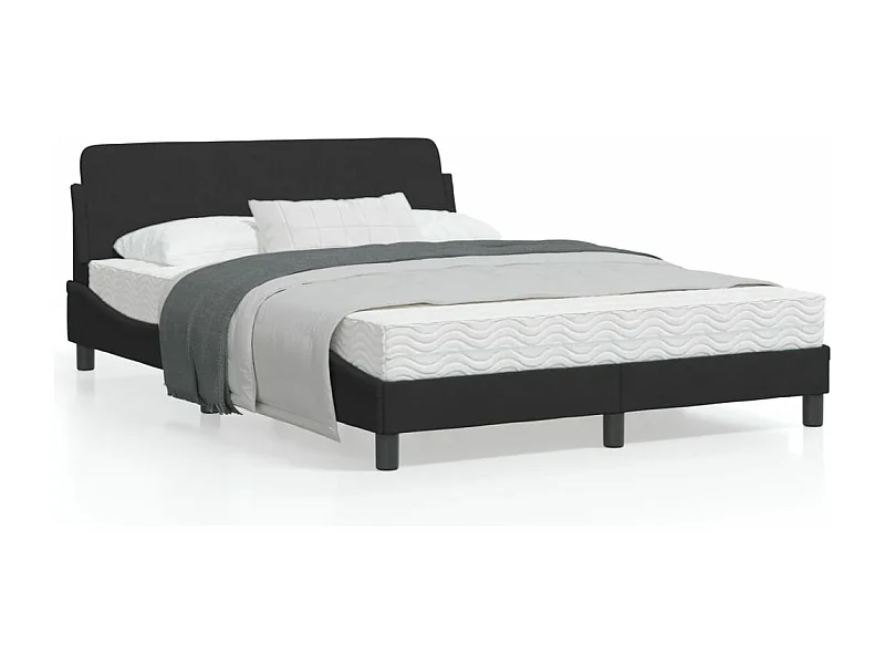 Estructura de cama con cabecero de terciopelo negro 140x190 cm