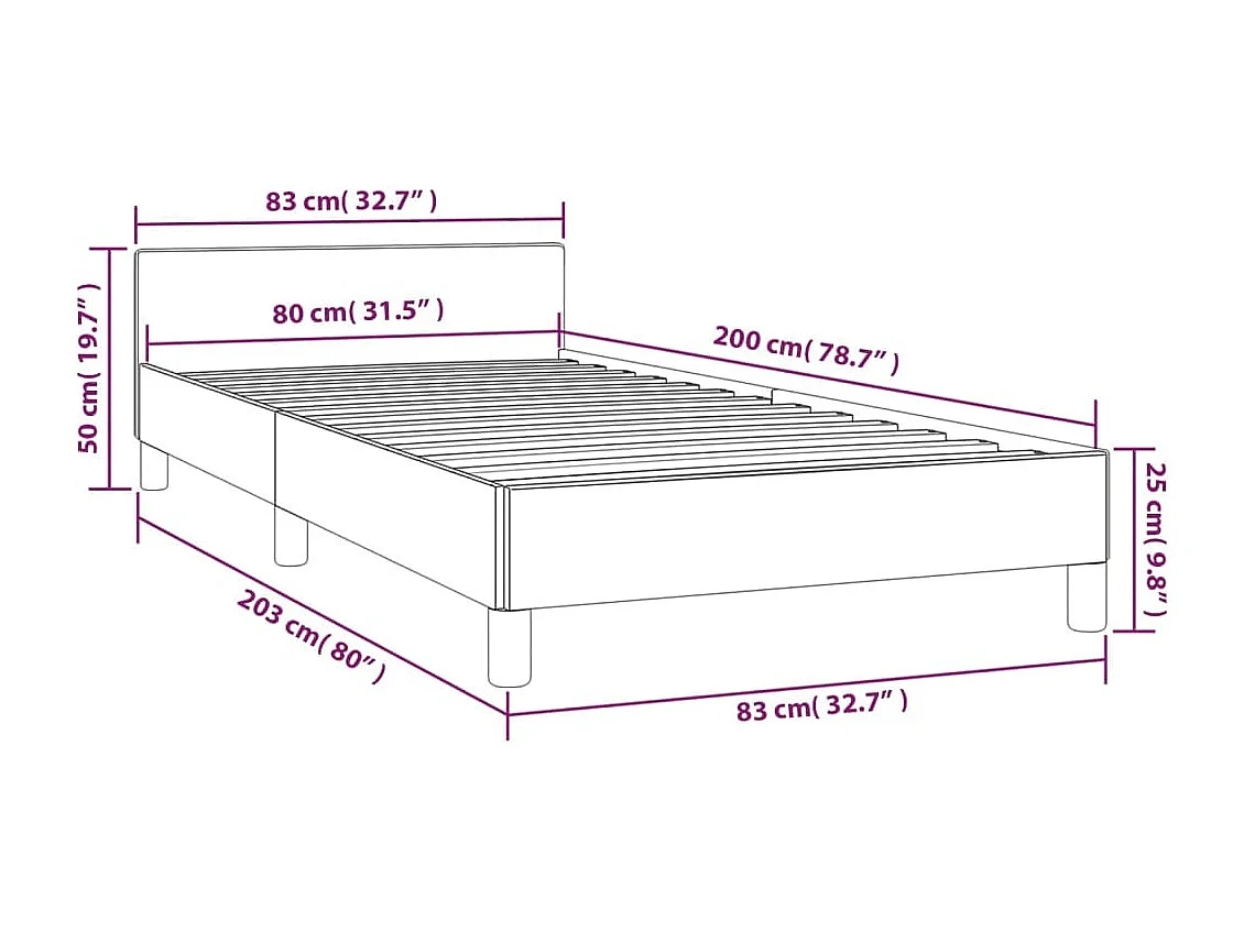 Estructura cama con cabecero terciopelo azul oscuro 80x200 cm