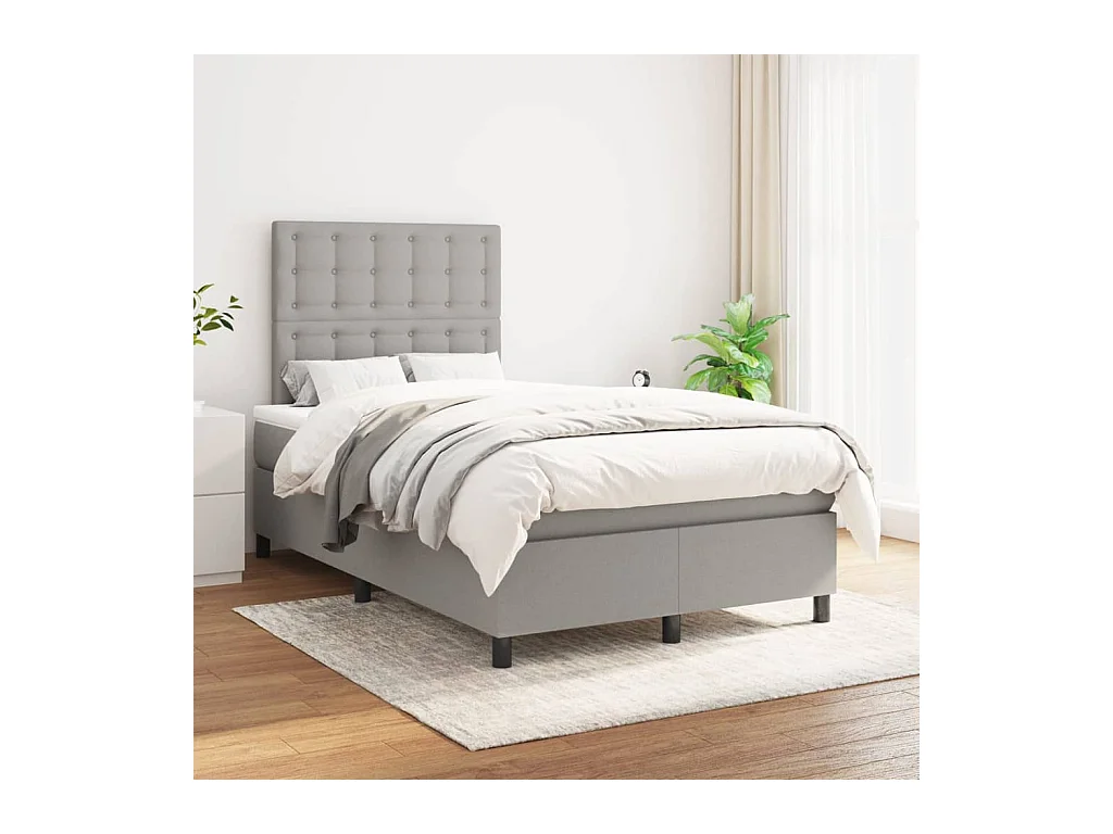 Boxspring met matras stof lichtgrijs 120x200 cm