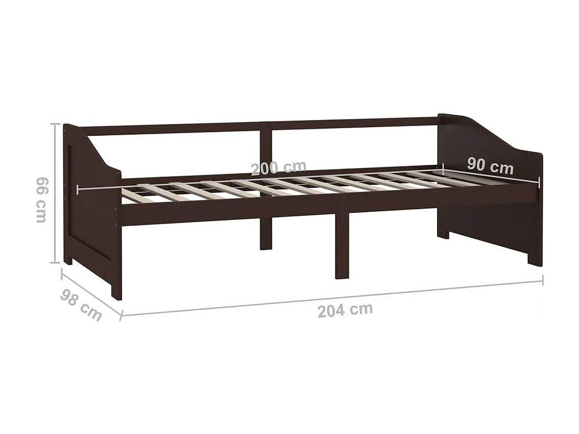 Sofá-cama de 3 lugares 90x200 cm pinho maciço castanho-escuro