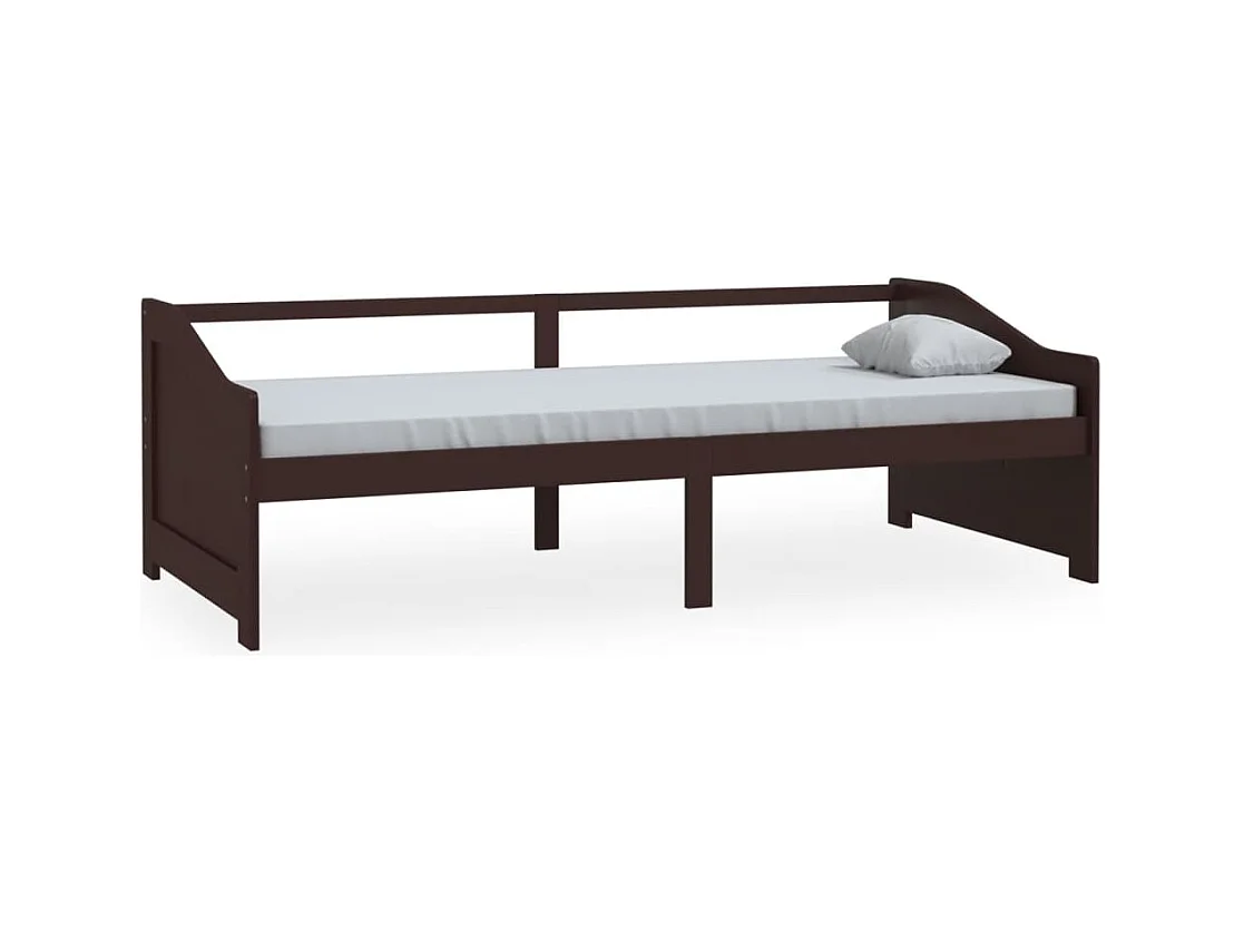 Sofá-cama de 3 lugares 90x200 cm pinho maciço castanho-escuro