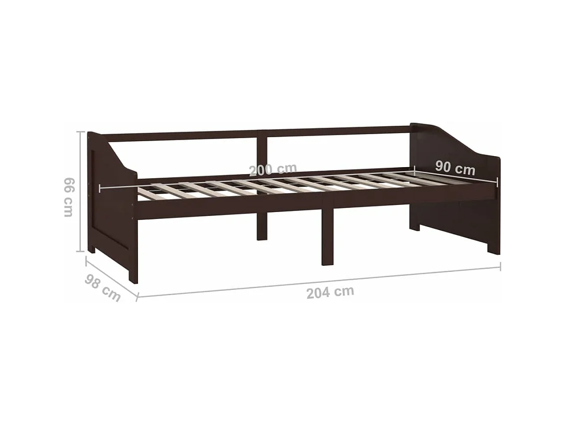 Sofá-cama de 3 lugares 90x200 cm pinho maciço castanho-escuro