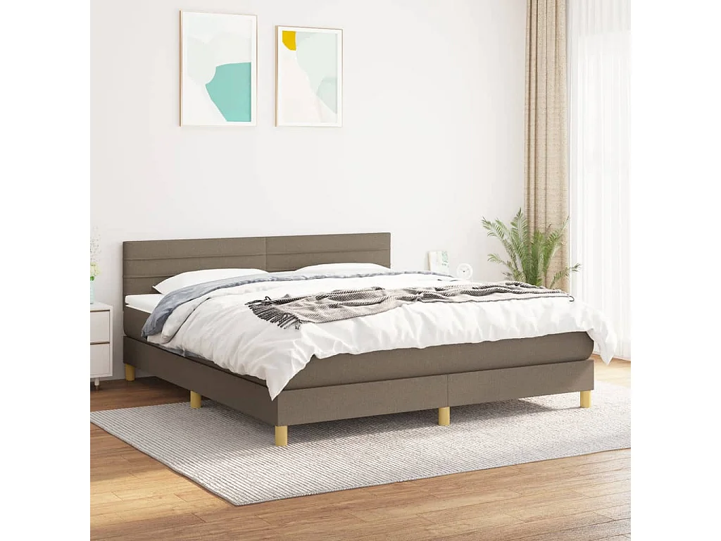 Lit à sommier tapissier avec matelas Taupe 180x200 cm Tissu