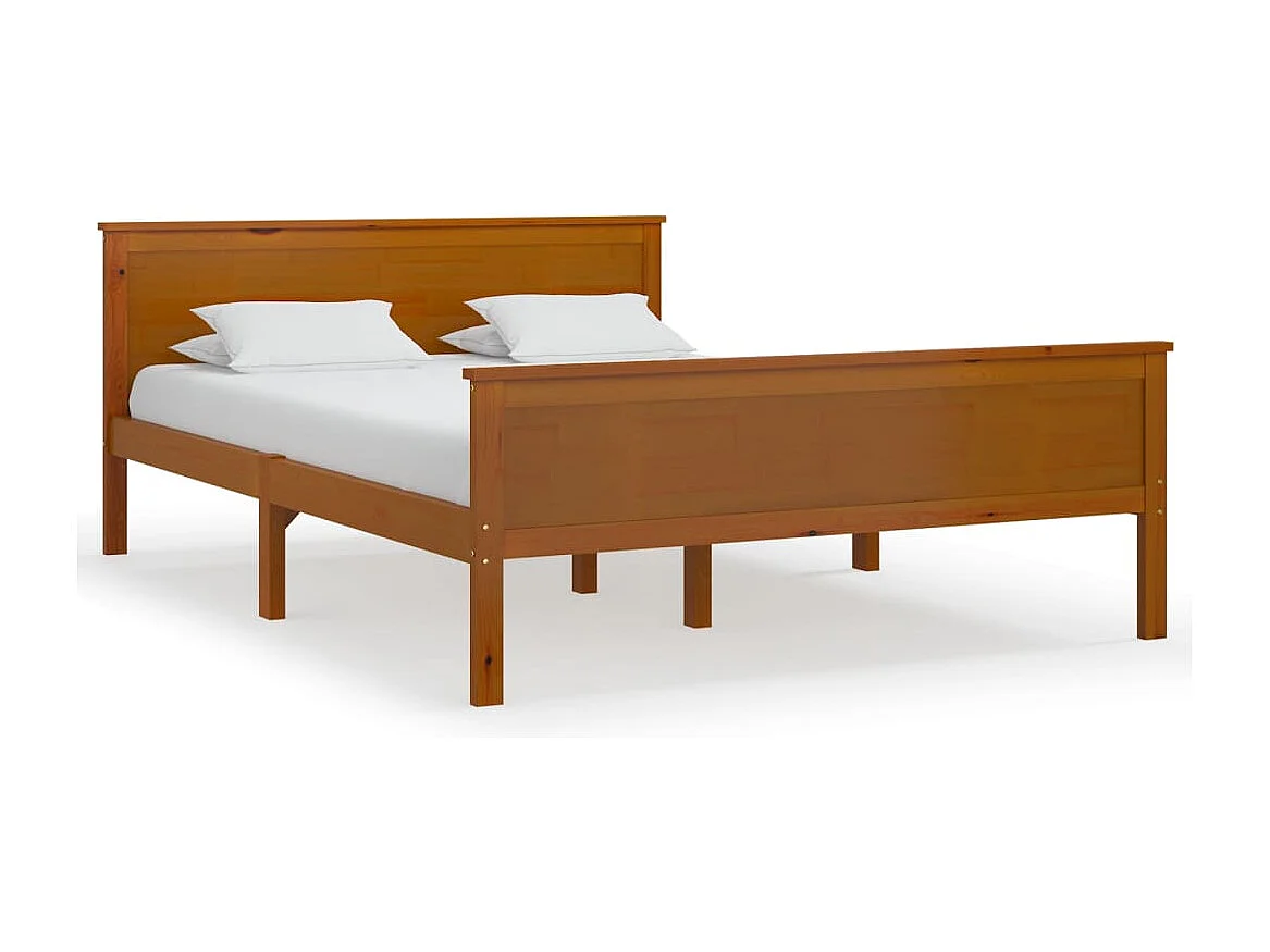Cadre de lit Marron miel Bois de pin massif 160x200 cm