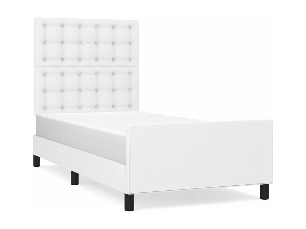 Estrutura cama c/ cabeceira 100x200 cm couro artificial branco