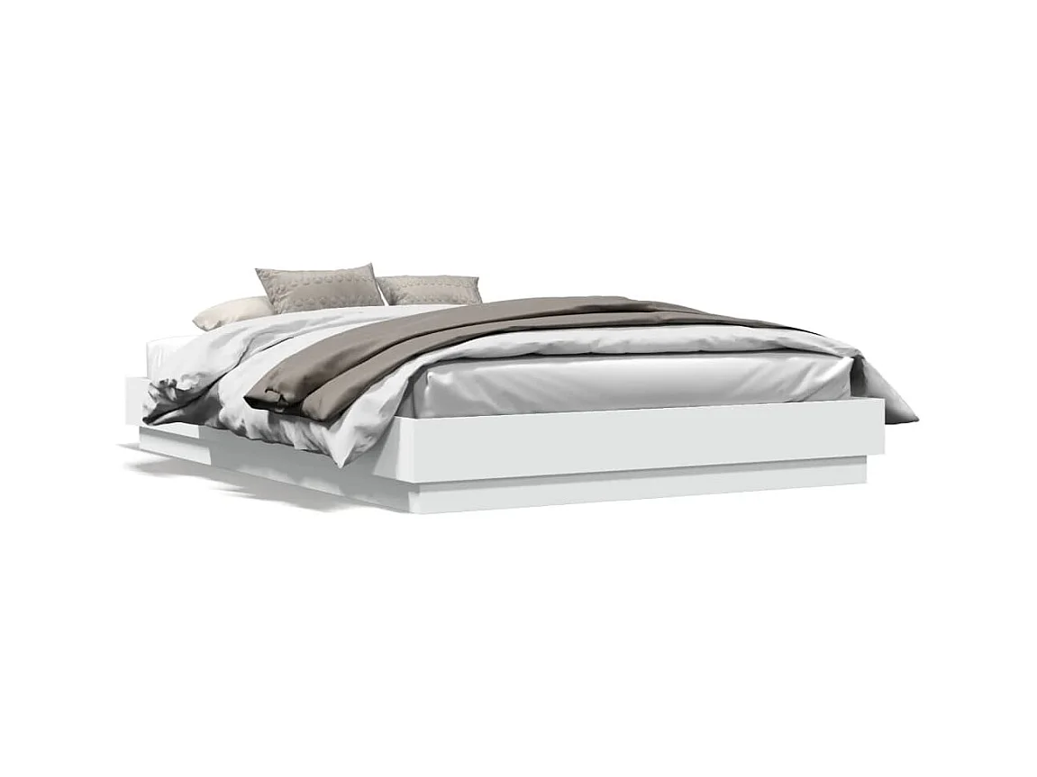 Estructura de cama con luces LED blanco 140x200 cm