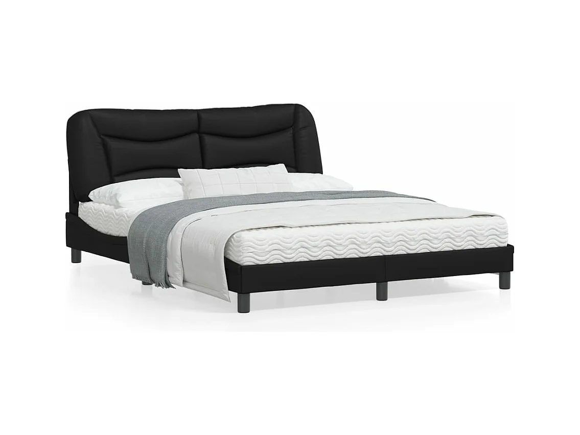 Estrutura cama c/ cabeceira 160x200 cm couro artificial preto