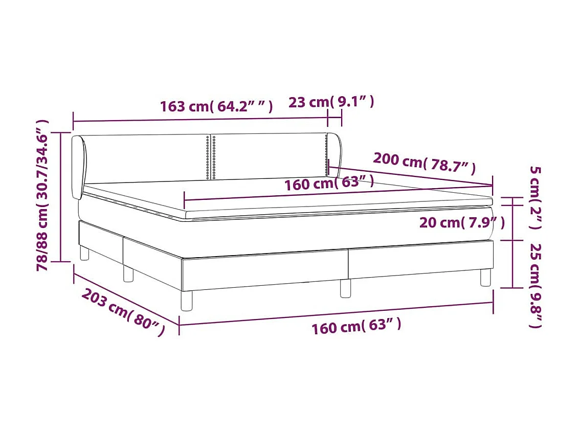 Lit à sommier tapissier avec matelas Taupe 160x200 cm Tissu