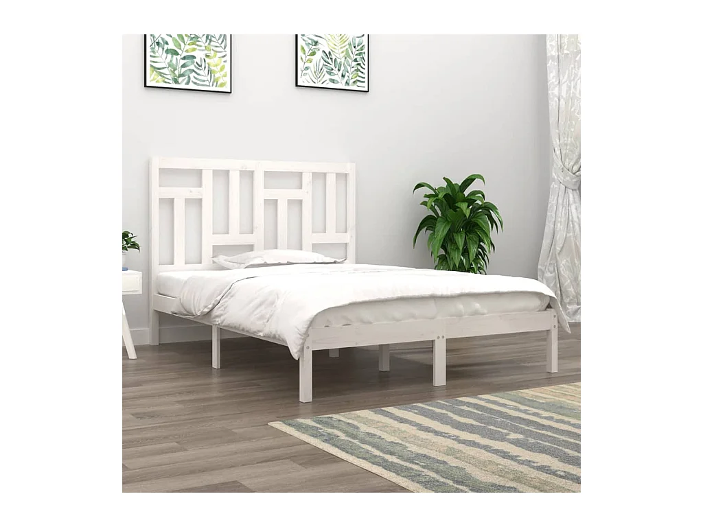 Estructura de cama madera maciza de pino blanco 120x200 cm