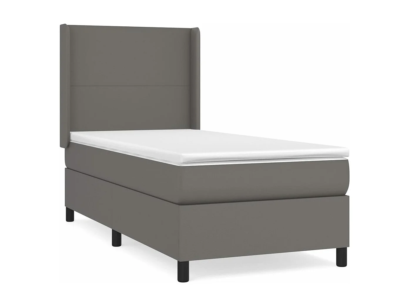 Lit à sommier tapissier avec matelas Gris 90x200 cm Similicuir