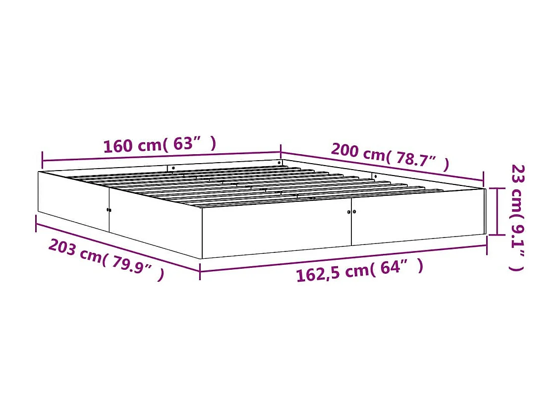 Estructura de cama madera maciza pino marrón cera 160x200 cm