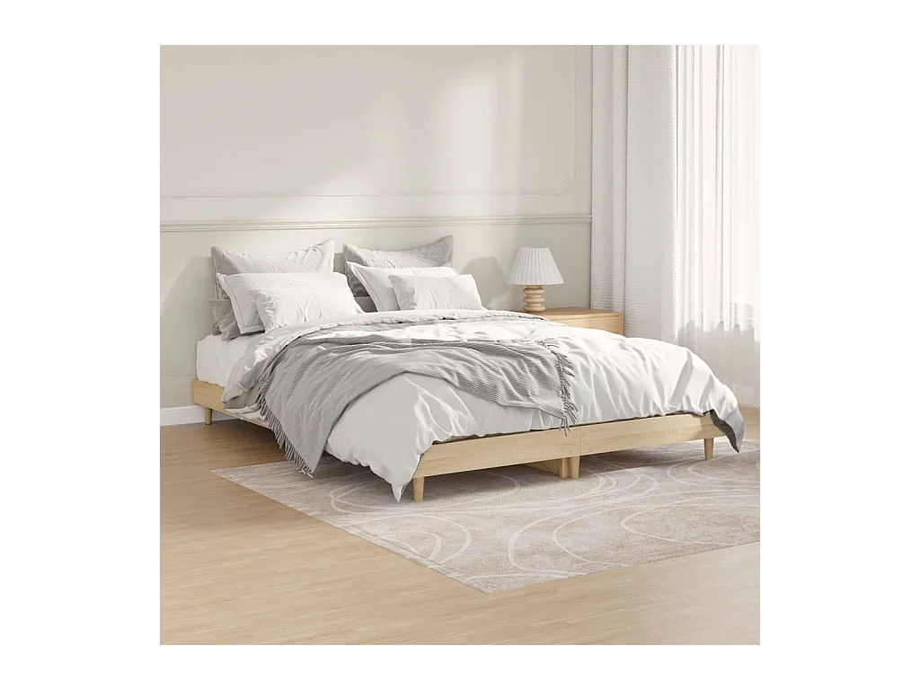 Cadre de lit chêne sonoma 135x190 cm bois d'ingénierie
