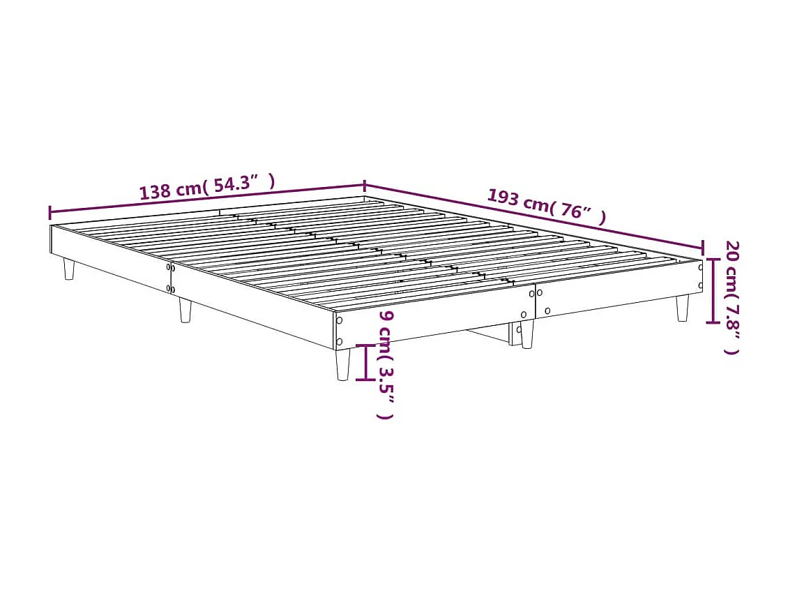 Estrutura de cama 135x190 cm derivados madeira carvalho sonoma