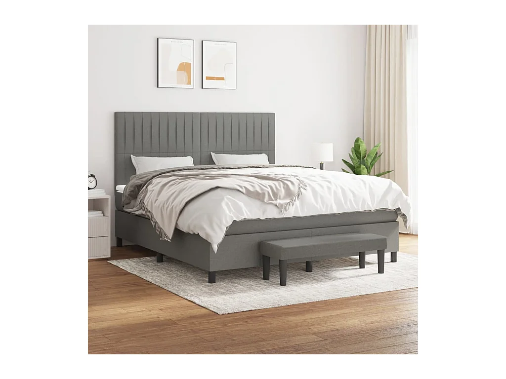 Boxspring met matras stof donkergrijs 160x200 cm