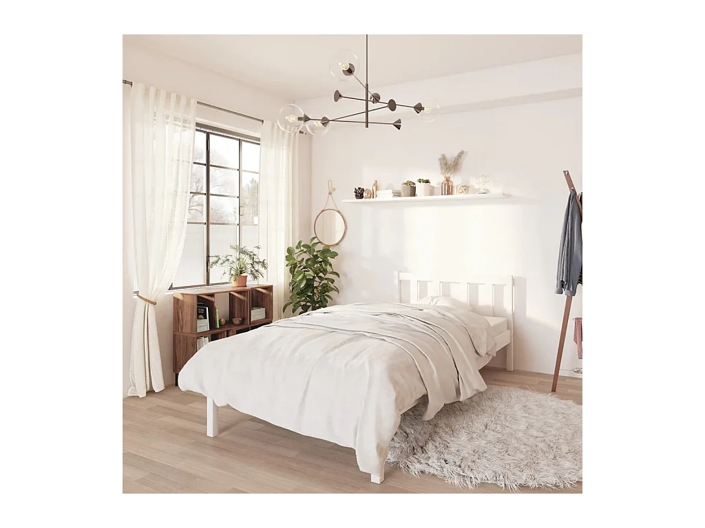 Bedframe massief grenenhout wit 90x200 cm