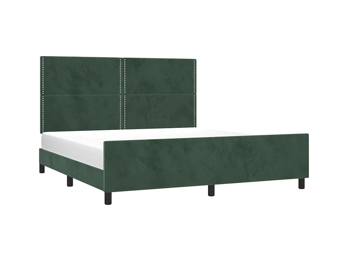 Estructura cama con cabecero terciopelo verde oscuro 160x200 cm
