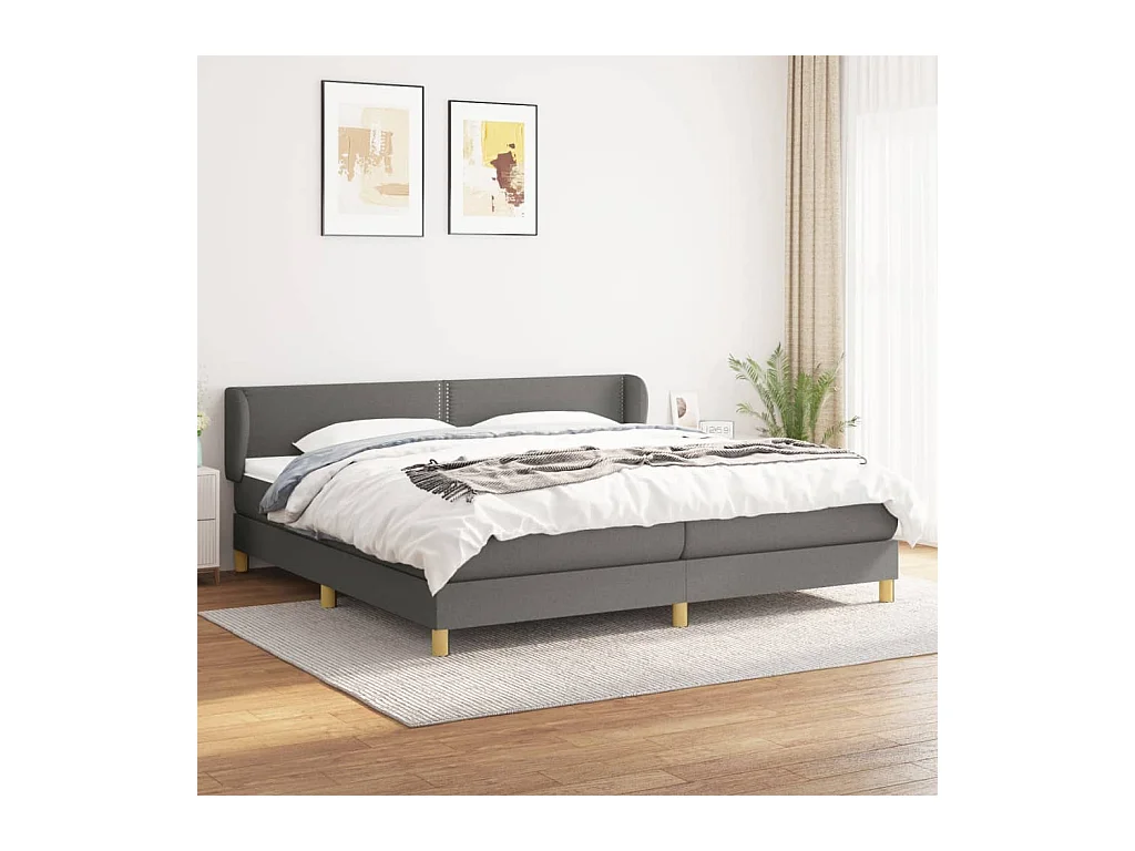 Boxspring met matras stof donkergrijs 200x200 cm
