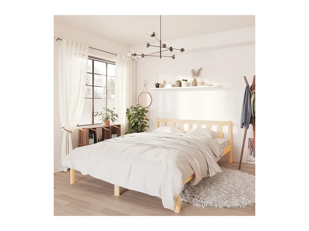 Estrutura de cama king 150x200 cm pinho maciço