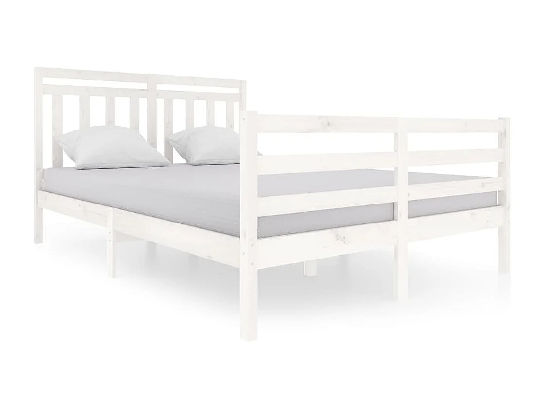 Estrutura de cama 140x200 cm madeira maciça branco
