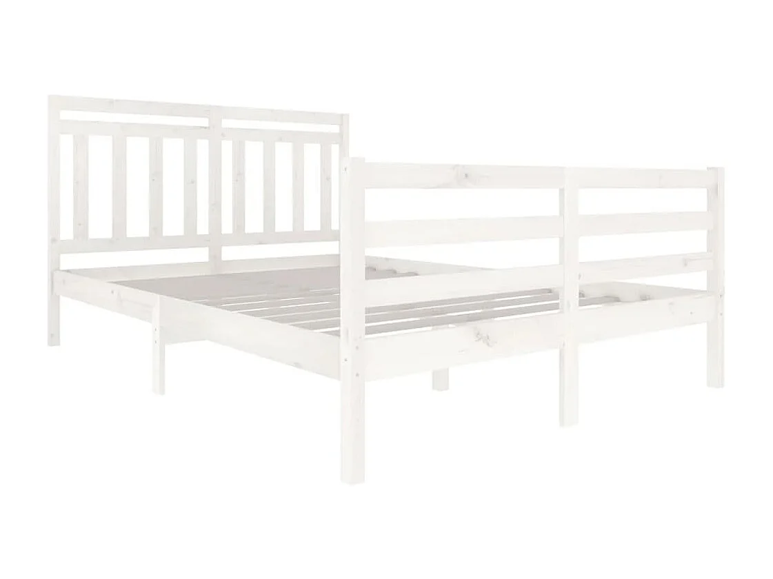 Estrutura de cama 140x200 cm madeira maciça branco