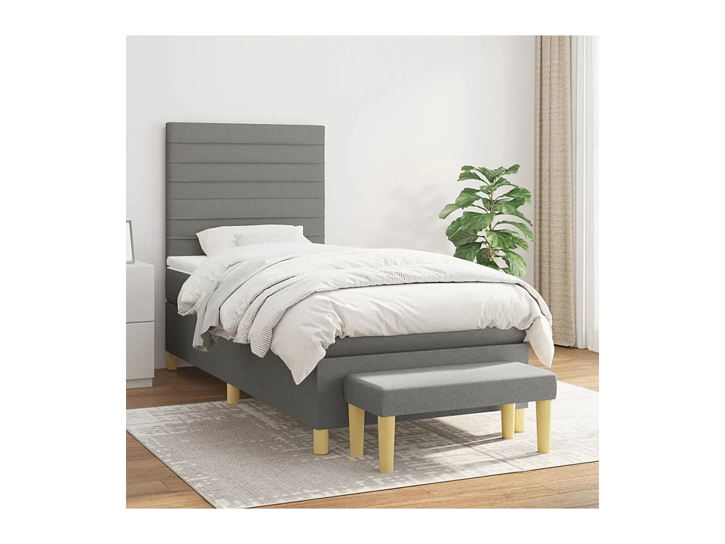 Boxspring met matras stof donkergrijs 90x190 cm