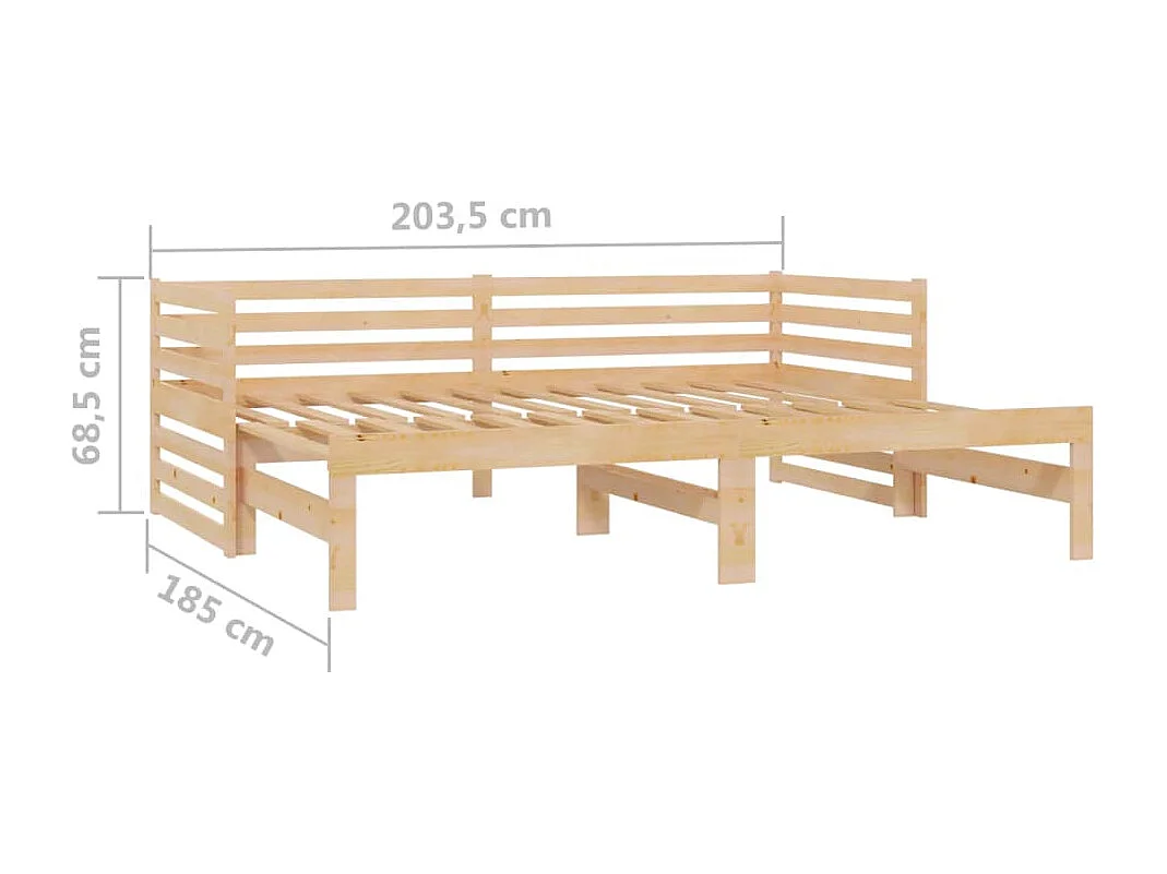 Estrutura sofá-cama de puxar 2x(90x200) cm pinho maciço