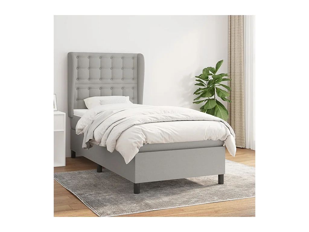 Boxspring met matras stof lichtgrijs 100x200 cm