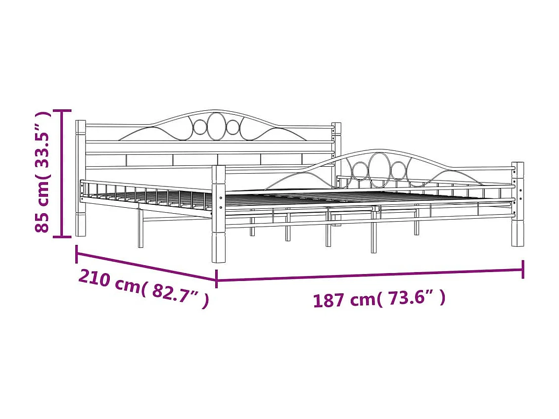 Cadre de lit Noir Métal 180 x 200 cm