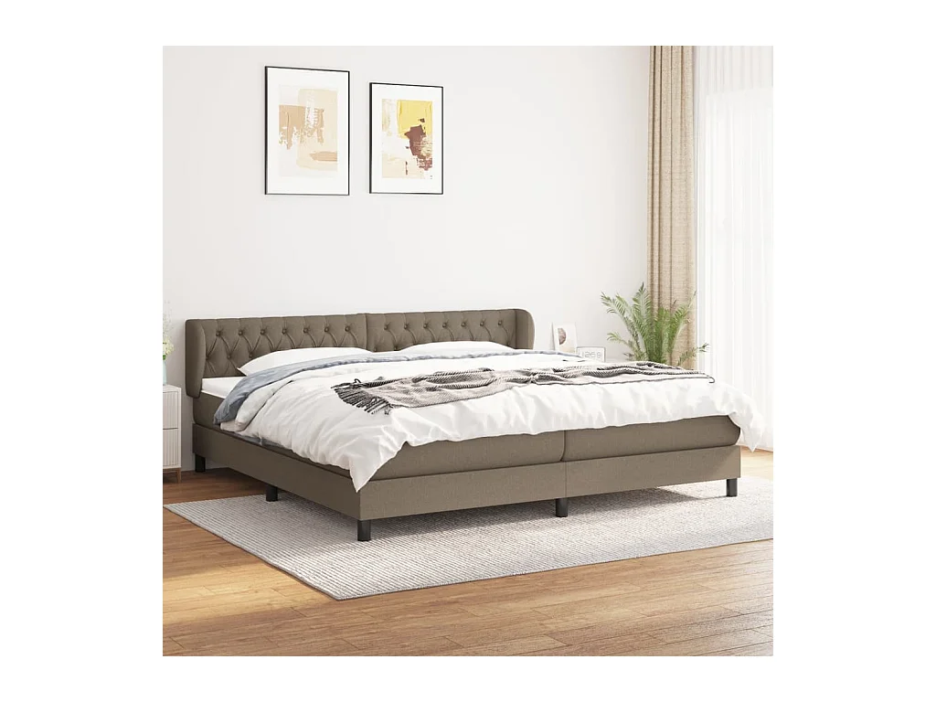 Lit à sommier tapissier avec matelas Taupe 200x200 cm Tissu