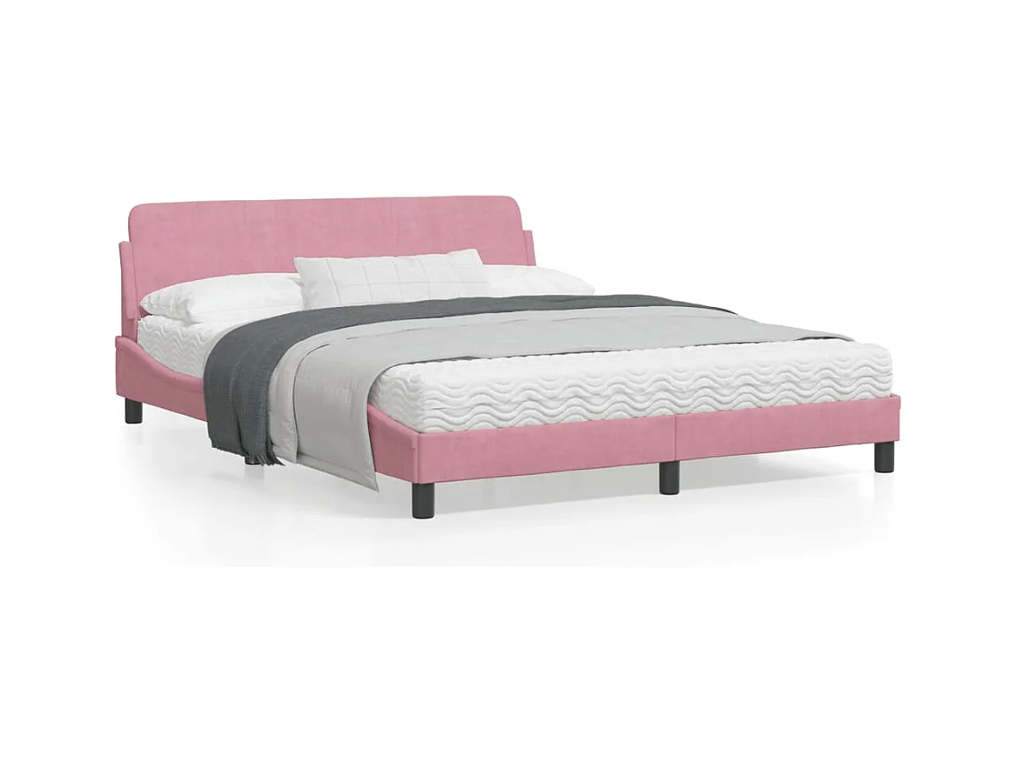 Cadre de lit avec tête de lit Rose 160x200 cm Velours