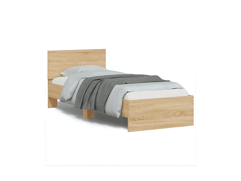 Cadre de lit tête de lit chêne sonoma 90x190 cm bois ingénierie