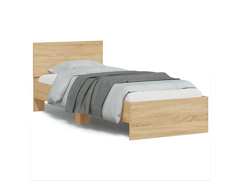 Cadre de lit tête de lit chêne sonoma 90x190 cm bois ingénierie
