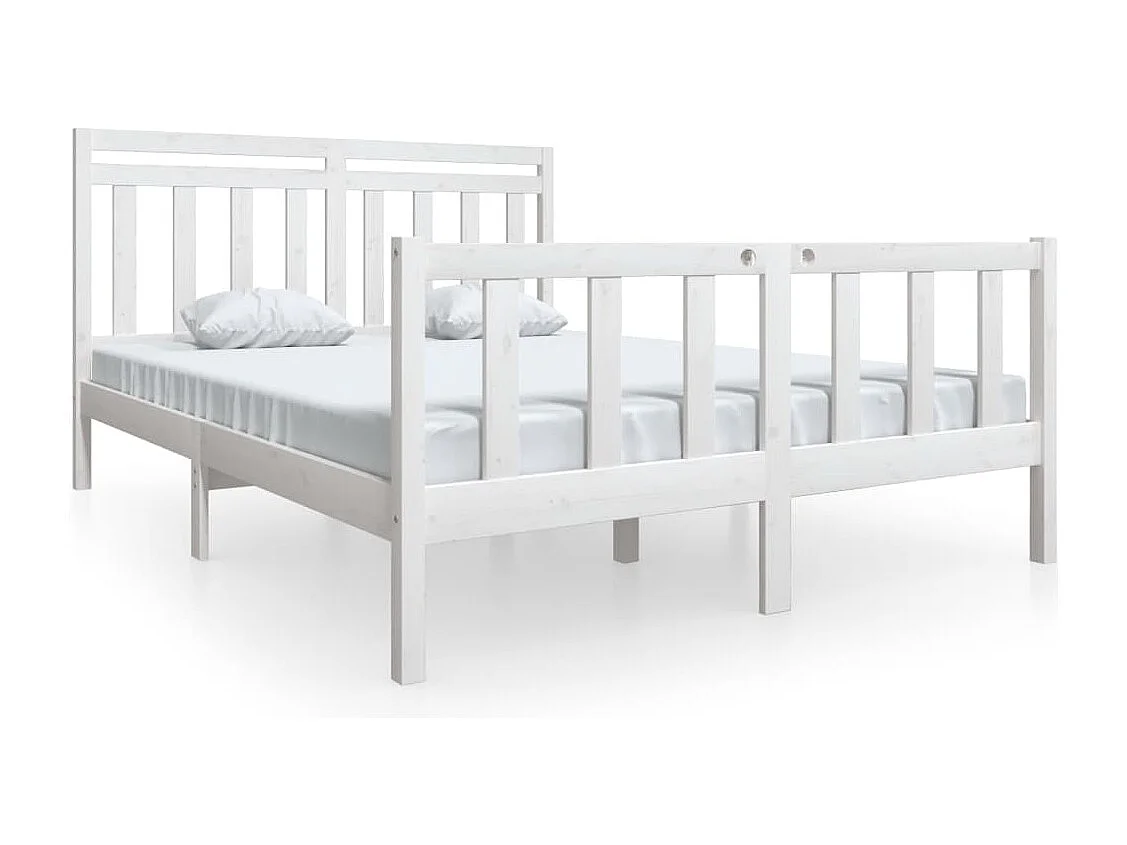 Estrutura de cama 160x200 cm madeira maciça branco