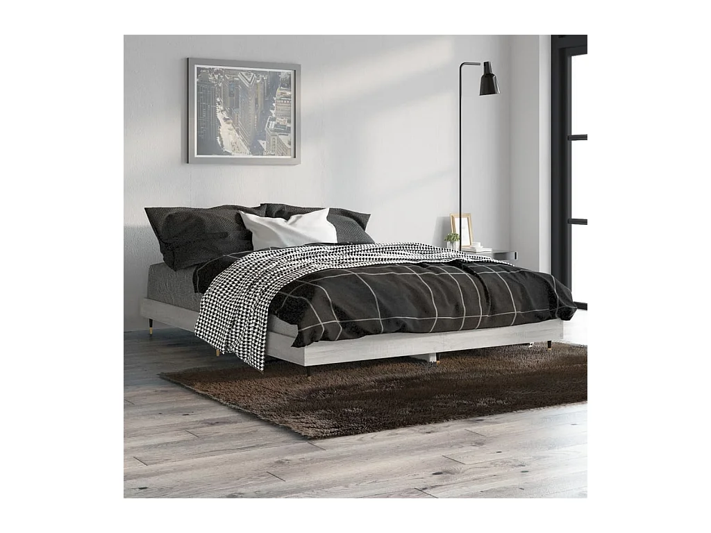 Cadre de lit sonoma gris 135x190 cm bois d'ingénierie