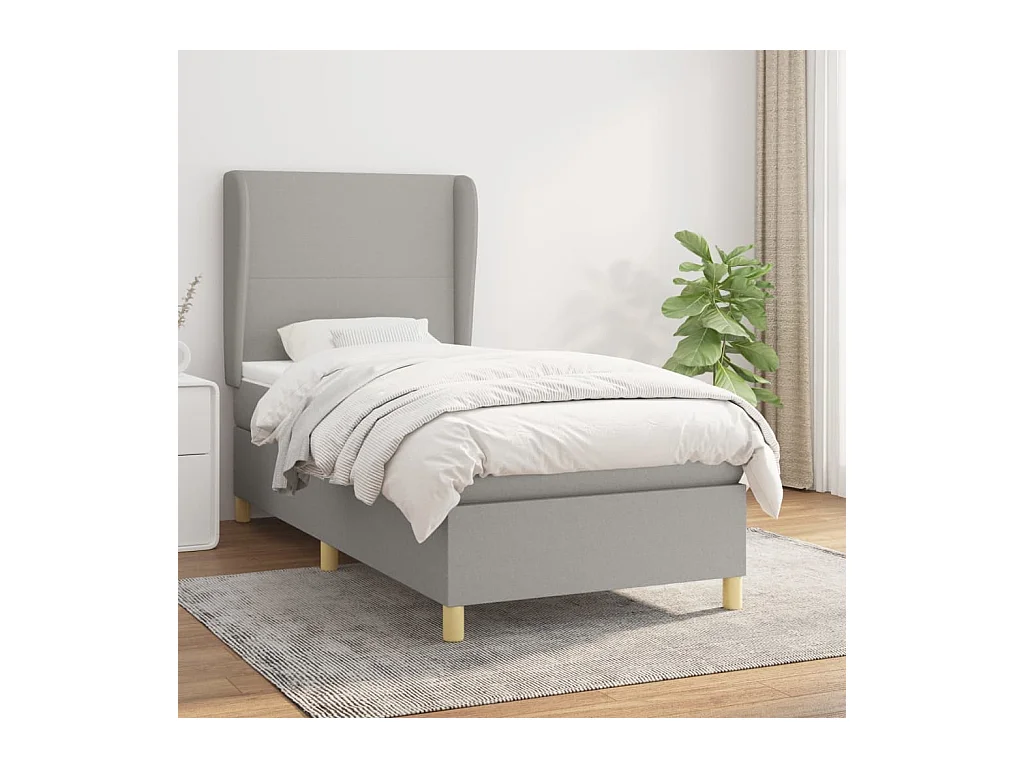 Boxspring met matras stof lichtgrijs 90x190 cm