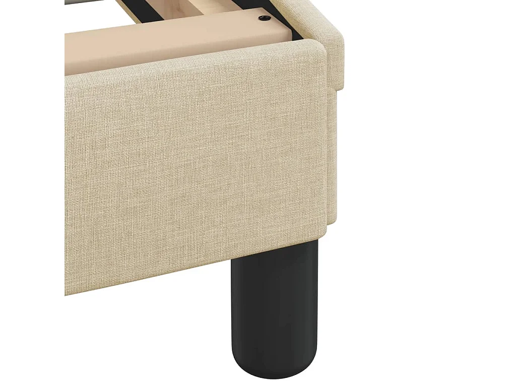 Estrutura de cama c/ cabeceira tecido cor creme 140x190 cm