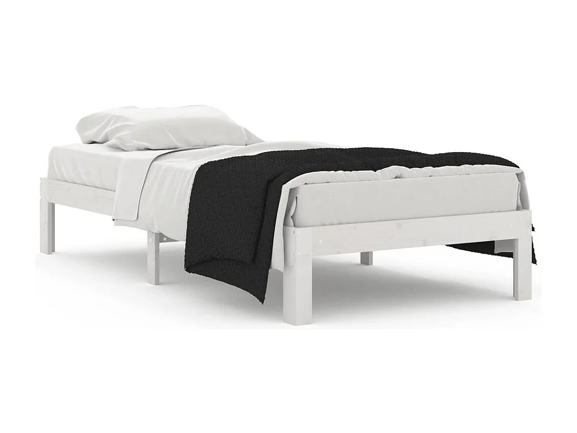 Estrutura de cama solteiro 90x190 cm madeira maciça branco