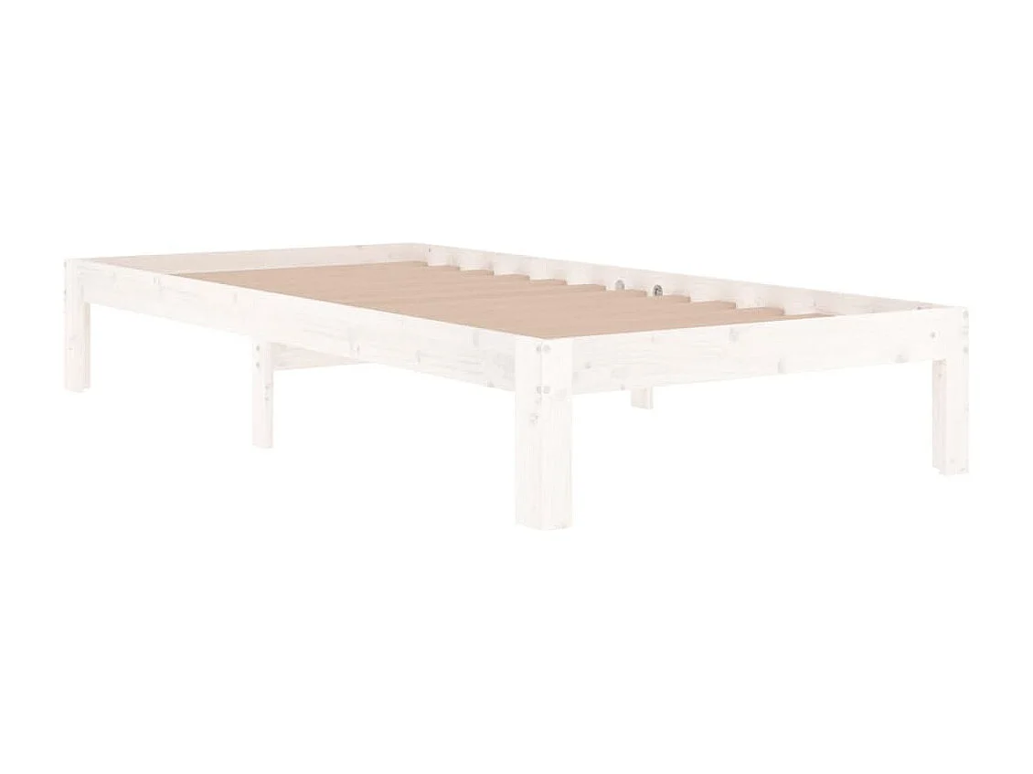 Estrutura de cama solteiro 90x190 cm madeira maciça branco