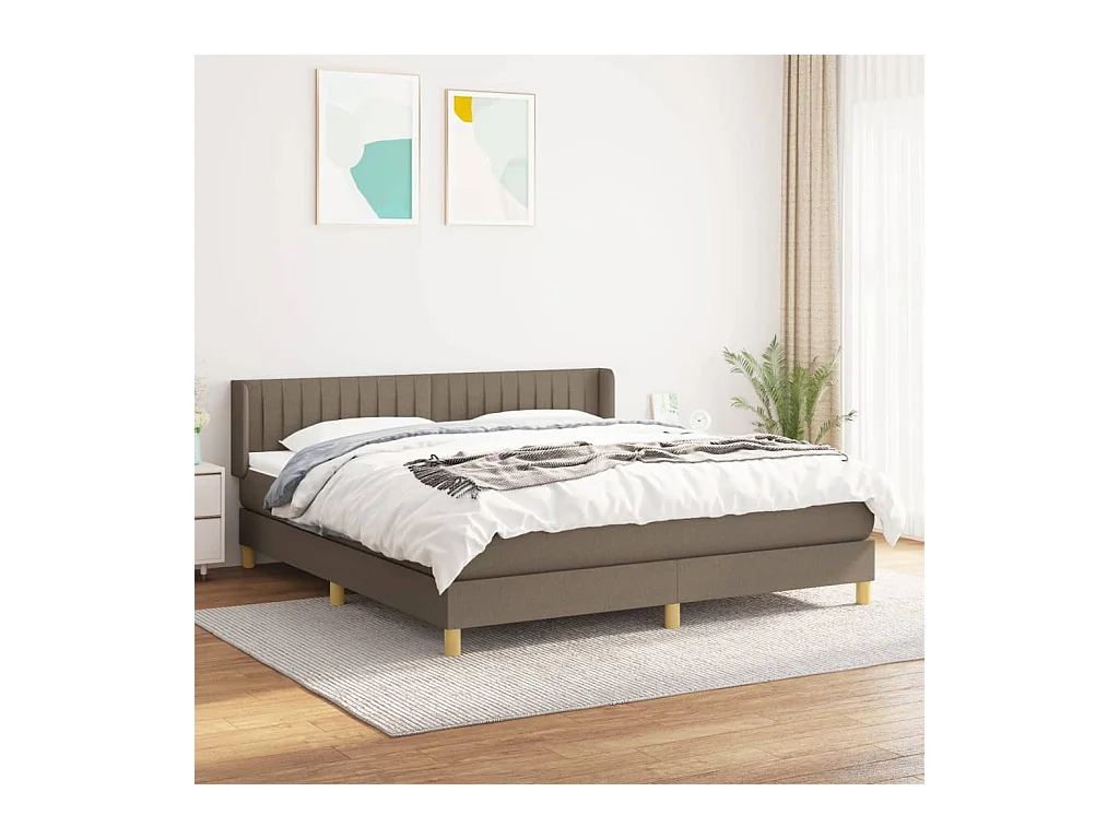 Boxspring met matras stof taupe 180x200 cm
