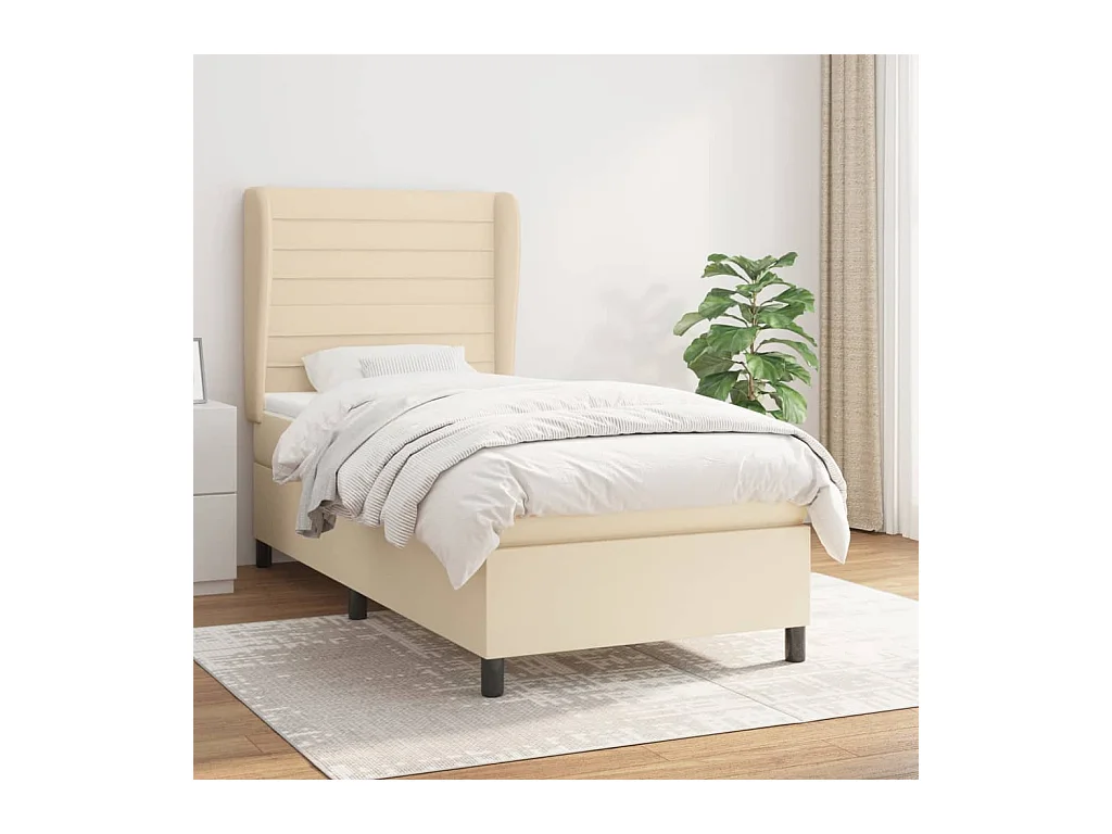 Boxspring met matras stof crèmekleurig 90x190 cm