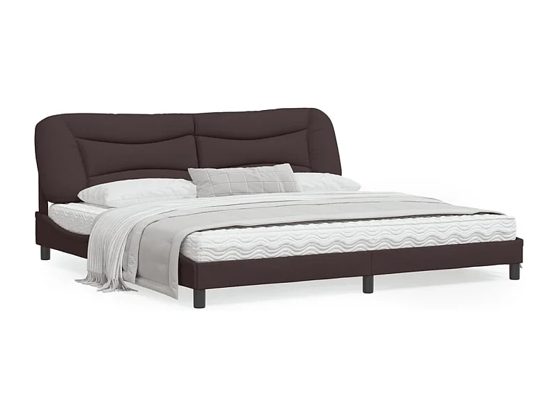 Estrutura de cama c/ cabeceira 200x200cm tecido castanho-escuro