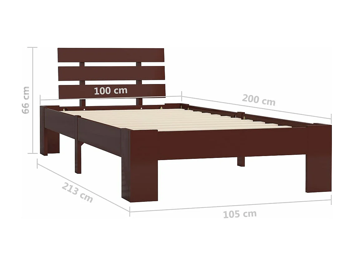 Cadre de lit Marron foncé Bois de pin massif 100 x 200 cm