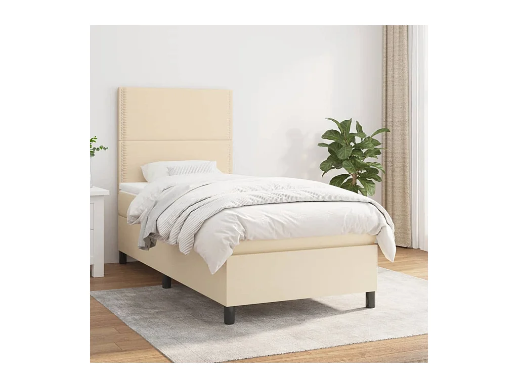 Boxspring met matras stof crèmekleurig 90x190 cm