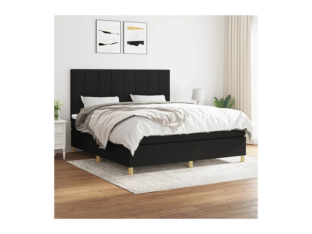 Boxspring met matras stof zwart 160x200 cm