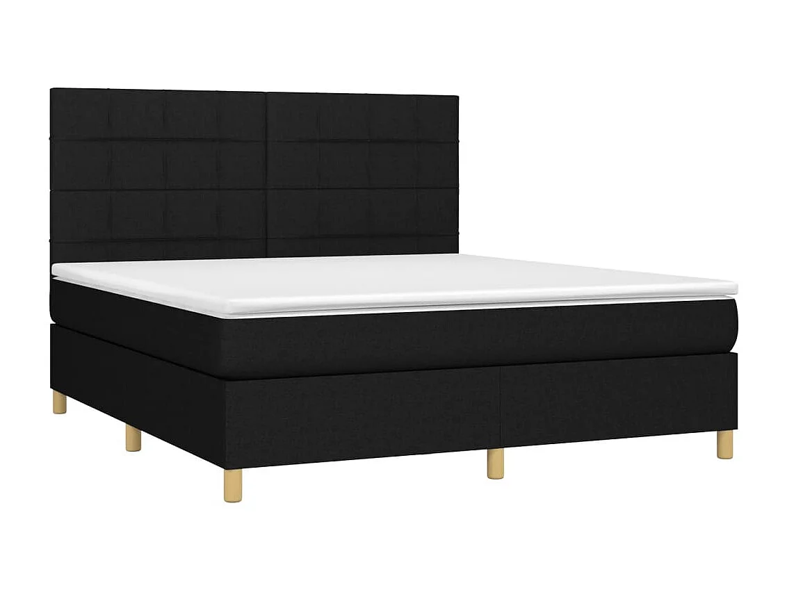 Cama box spring con colchón tela negro 160x200 cm
