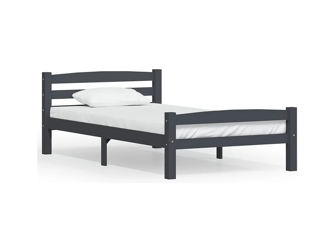 Estrutura de cama 100x200 cm pinho maciço cinzento-escuro