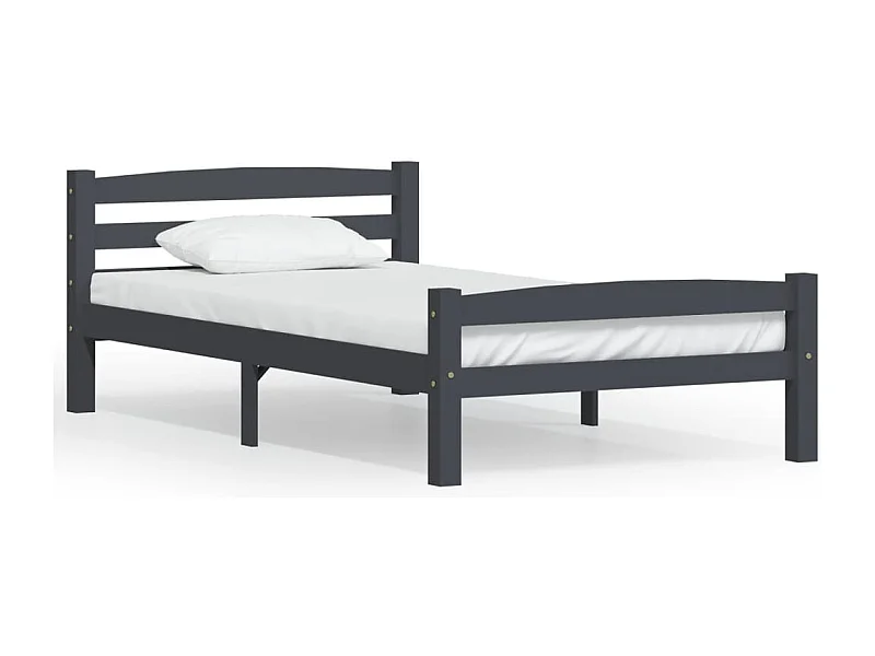 Estrutura de cama 100x200 cm pinho maciço cinzento-escuro